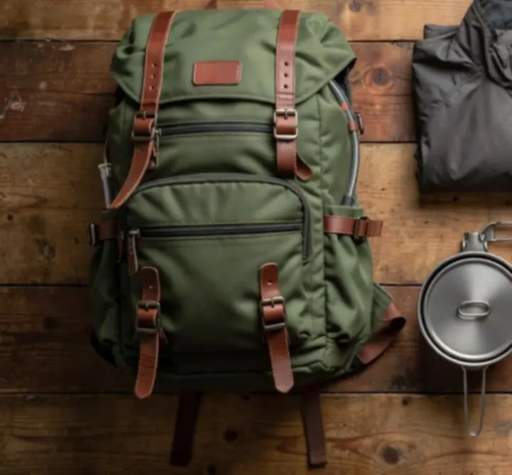 Utazási felszerelések és kiegészítők rendezett kijelzőn